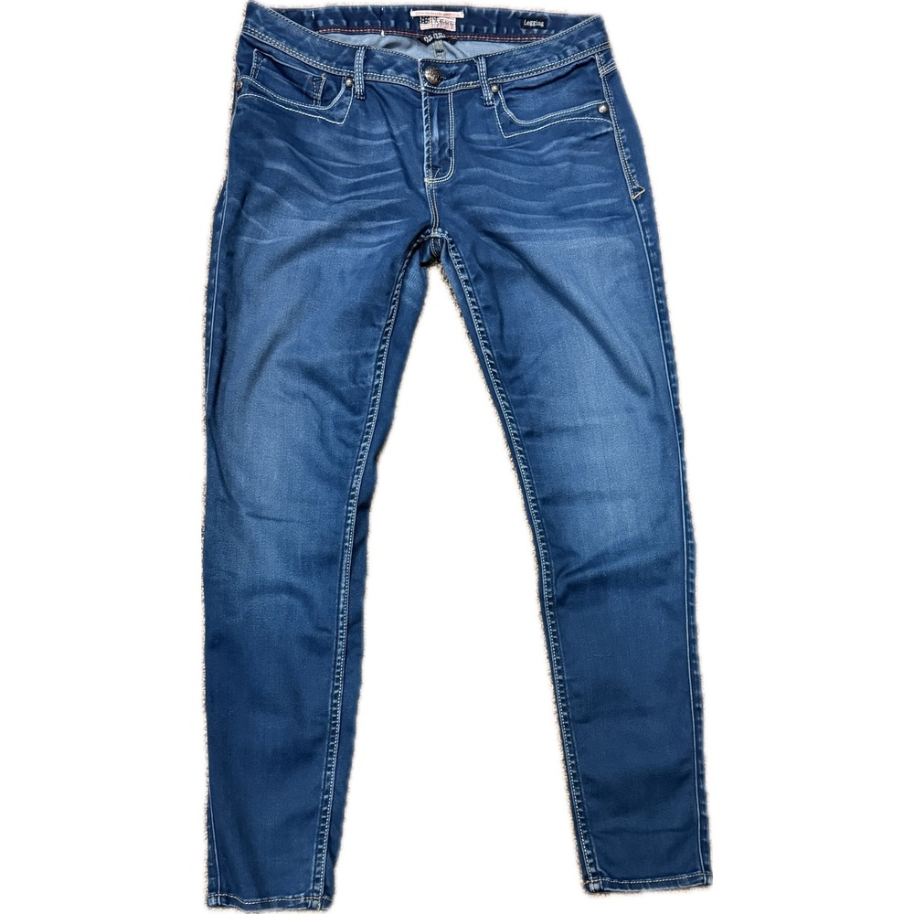 Rock & Republic for Express Blue Skinny Legging Jeans Embroidered Wings Size 10